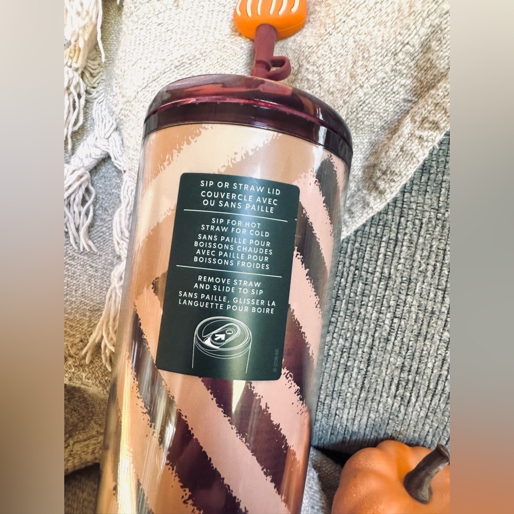 Starbucks 2025 Fall Orange Pumpkin Topper Hot/Cold Cup Venti Tumbler NEW 24oz - Picture 3 of 5